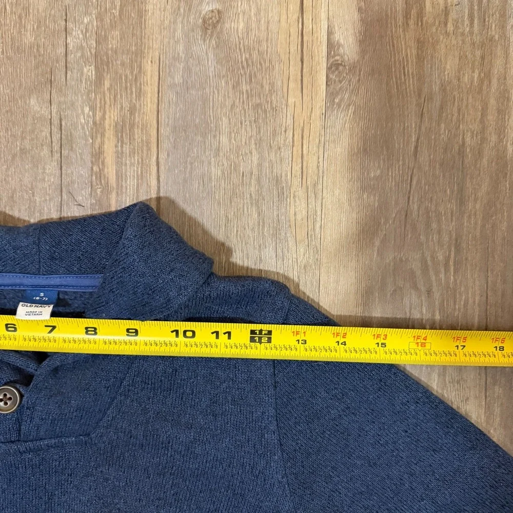 Old‎ Navy Shawl Collar Sweater Boys S 6-7 Navy Blue Long Sleeves Fleece Pullover